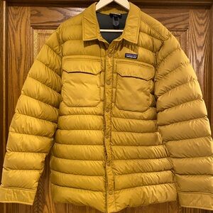 Patagonia Men’s Recycled Down Snap-T Shirt Jacket XL Ochre Mustard Yellow